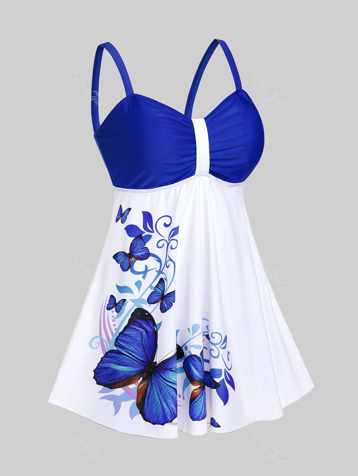Outfits Plus Size & Curve Butterfly Print Modest Boyleg Tankini Swimsuit  