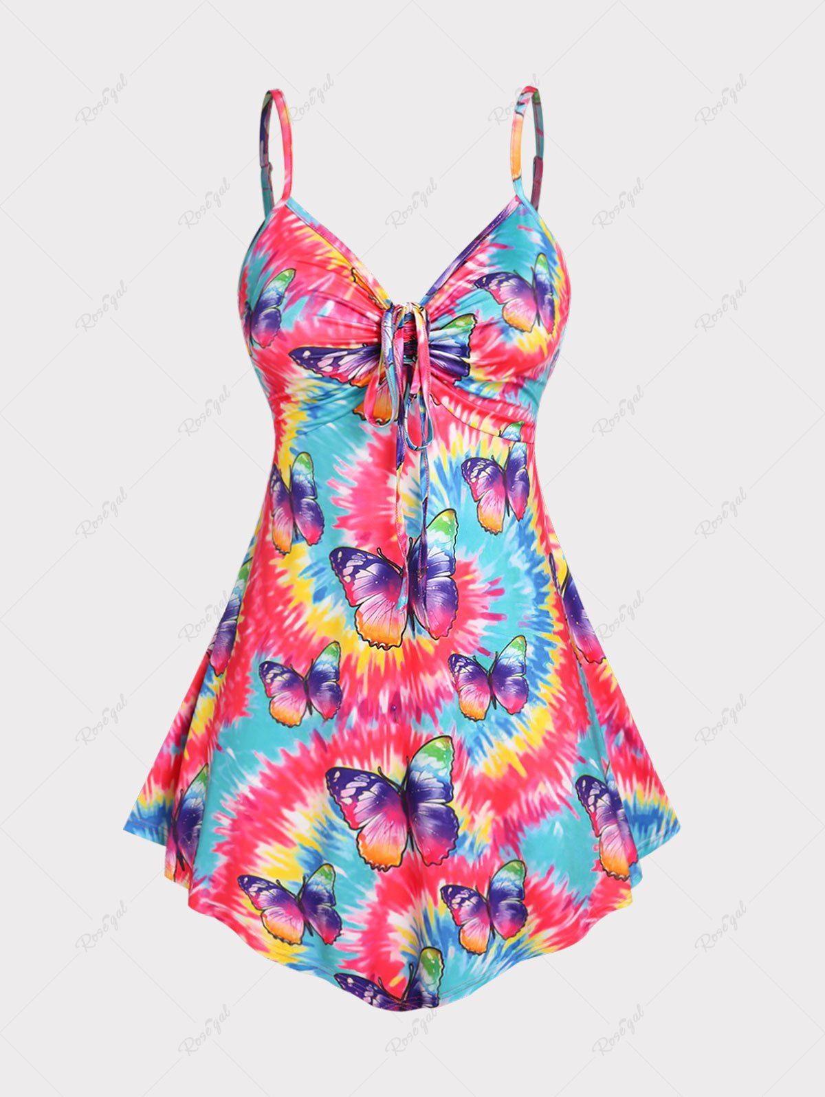 Buy Plus Size & Curve Butterfly Print Tie Dye Cinched Tank Top  