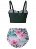 Tropical Print Bikini Swimsuit -  