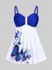 Plus Size & Curve Butterfly Print Modest Boyleg Tankini Swimsuit -  