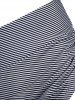 Striped Cinched Flounce Overlay Tankini Swimwear -  