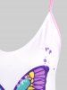 Plus Size & Curve Butterfly Print Ombre Color Cami Top -  