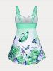 Plus Size & Curve Butterfly Rose Print High Waist Tankini Swimsuit -  