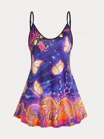 Plus Size & Curve Galaxy Butterfly Tank Top