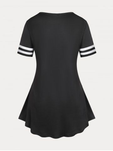 Plus Size & Curve Gothic Rose Skull Print Tee