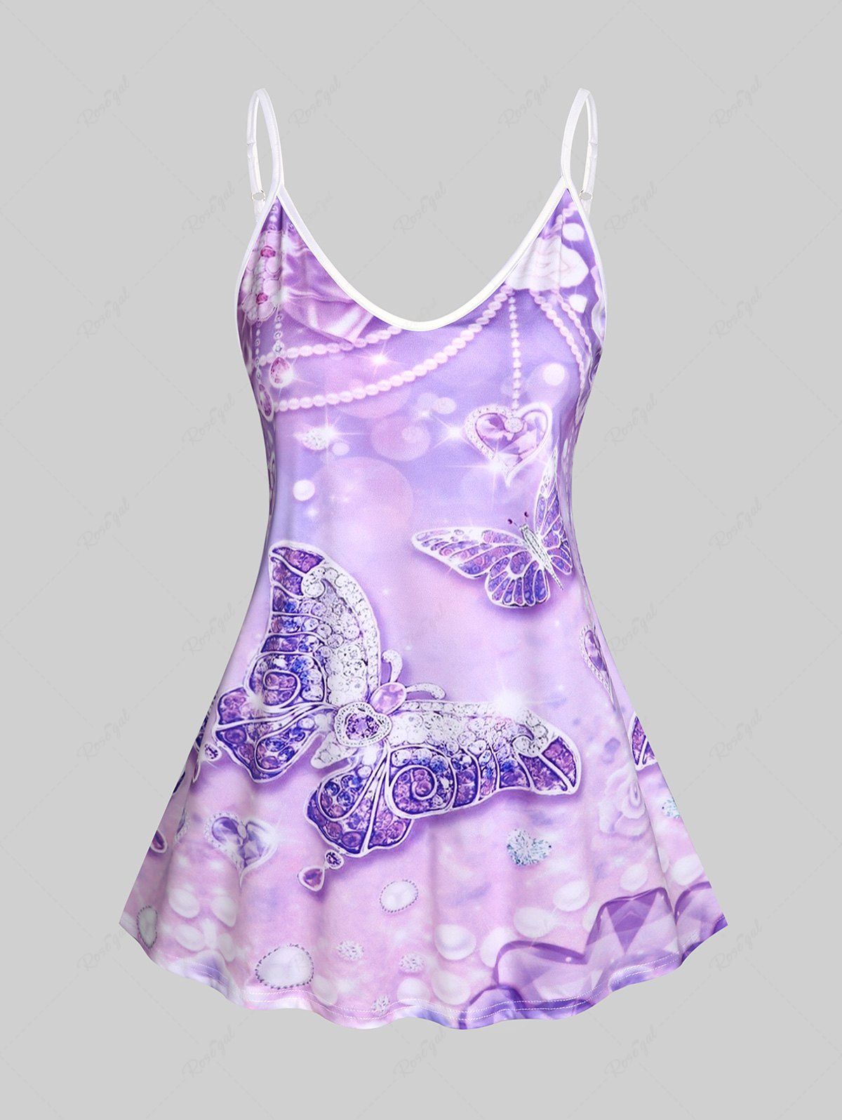 Buy Plus Size & Curve Butterfly Print Flowy Cami Top  