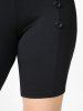 Plus Size & Curve High Waisted Solid Buttons Swim Shorts -  