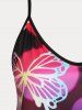 Haut Cache-Cœur à Bretelles à Imprimé Papillon Coloré Grande Taille - Noir 5XL