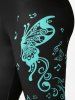 Plus Size & Curve High Waist Butterfly Print Gym Capri Leggings -  