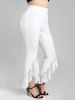 Plus Size&Curve Lace Panel Slit High Rise Flare Pants -  