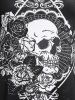 T-shirt Gothique à Imprimé Rose et Crâne Grande Taille - Noir 1x | US 14-16