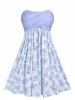 Flower Print Twist Halter Backless Dress -  