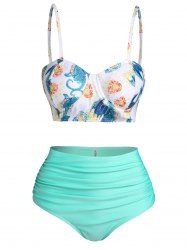 Flying Dragon Heart Print Bikini Swimsuit -  