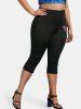 Plus Size & Curve Butterfly Print High Waist Capri Leggings -  