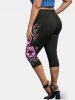 Plus Size & Curve Butterfly Print High Waist Capri Leggings -  