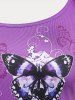 Floral Butterfly Print Plus Size Tunic T-shirt -  