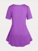 Floral Butterfly Print Plus Size Tunic T-shirt -  