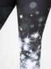 Plus Size & Curve High Waist Sparkling Starlight Print Capri Leggings -  