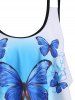 Crossover Butterfly Print Tankini Swimsuit -  