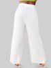 Plus Size High Waisted Pleated Wide Leg Pants -  