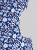 Maillot de Bain Découpé Embelli à Volants de Grande Taille - Bleu profond 3X