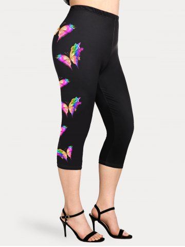 Plus Size & Curve Butterfly High Rise Leggings - BLACK - M | US 10