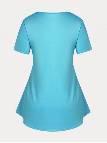 Plus Size & Curve Flower Butterfly Print Flared Tee