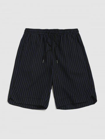 Geometry Print Pockets Drawstring Casual Shorts - DEEP BLUE - XL