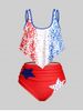 Plus Size & Curve Ruffled Star Print High Waist Modest Tankini Swimsuit -  