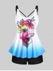 Plus Size & Curve Floral Print Ombre Modest High Waist Tankini Swimsuit -  