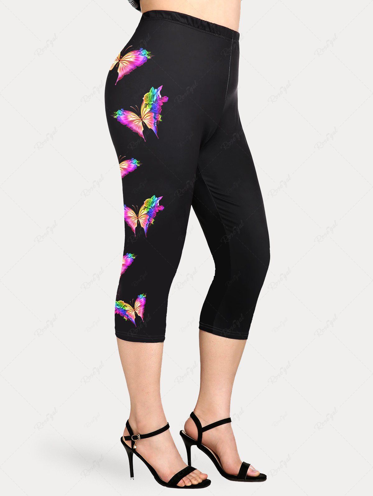 Affordable Plus Size & Curve Butterfly High Rise Leggings  