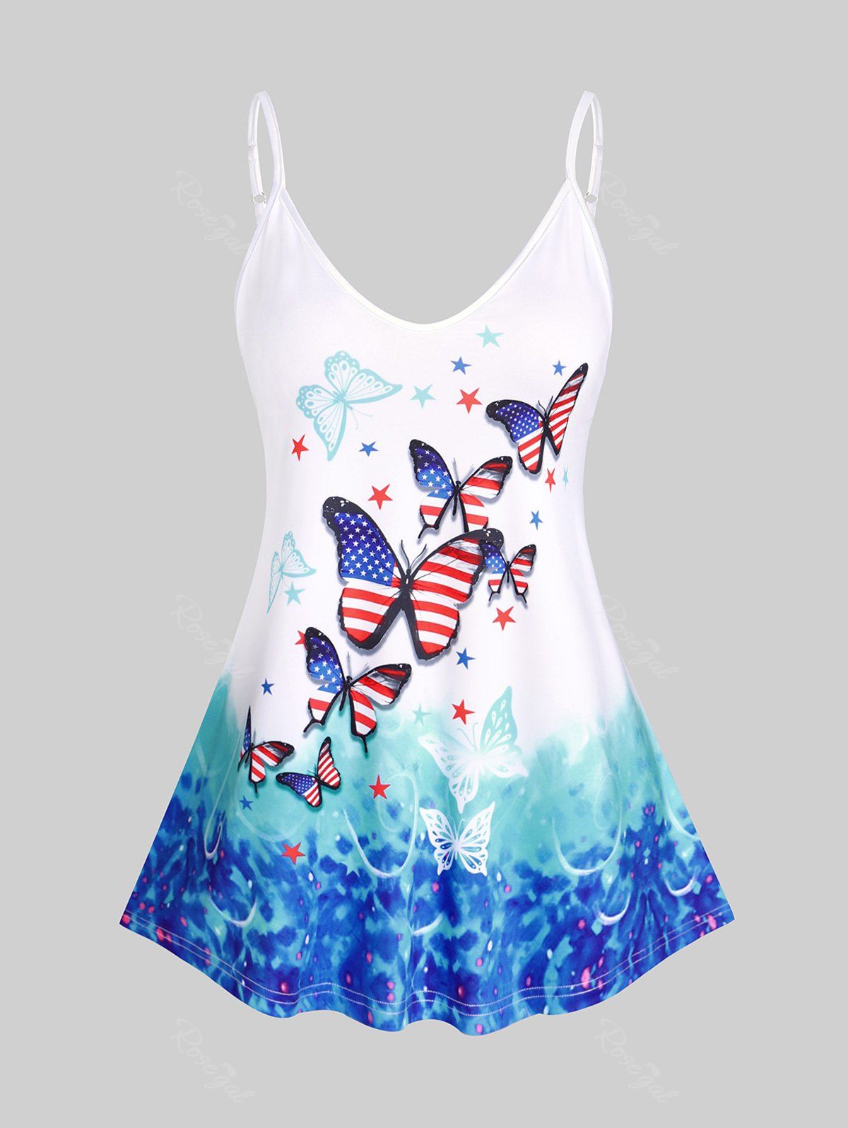 Hot Plus Size & Curve Butterfly Patriotic Tank Top  