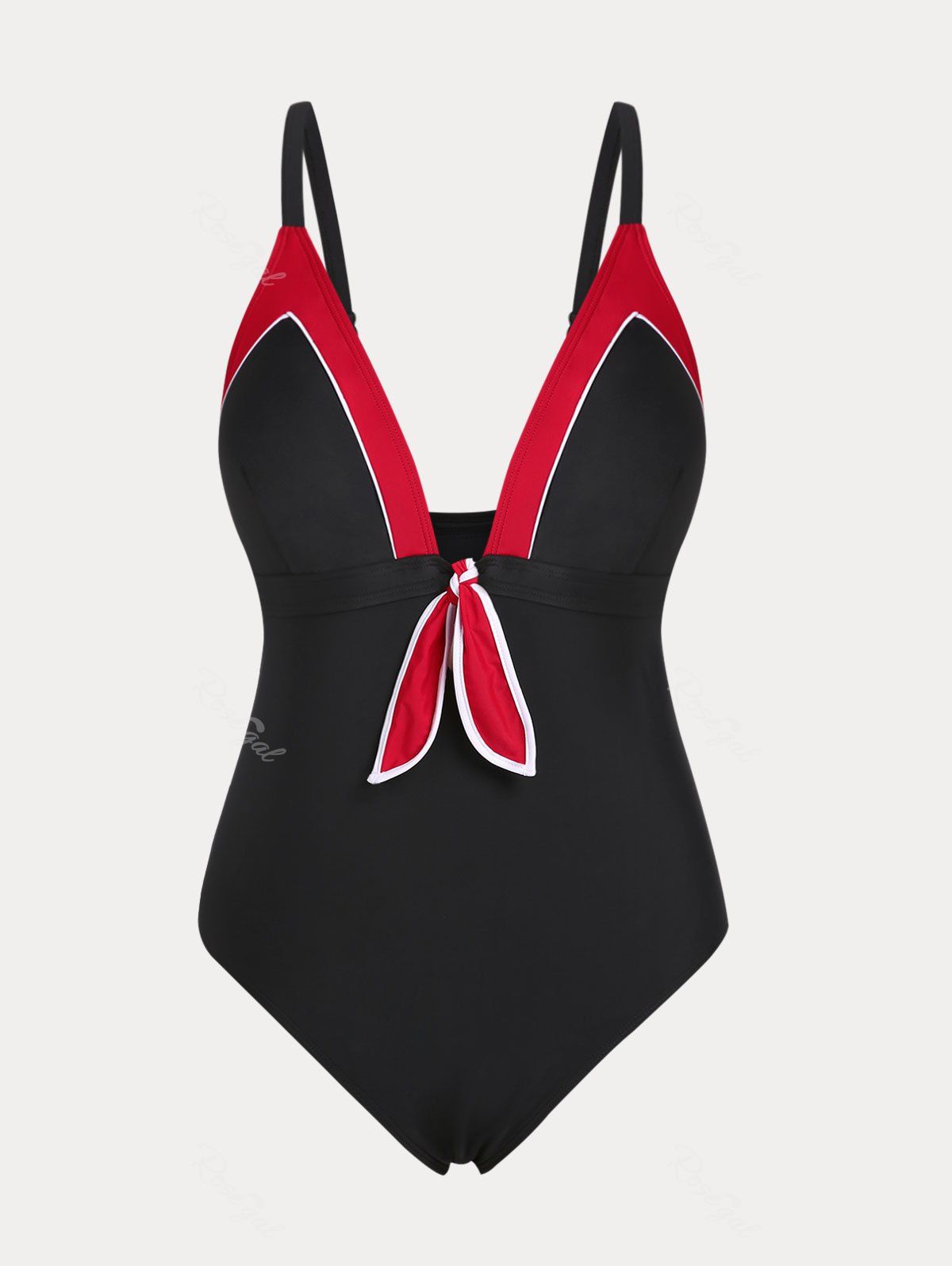 Outfit Plus Size & Curve Knot Piping 1950s One-piece Swimsuit  