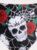 Plus Size & Curve Skull Rose Print Crossover Three Piece Bikini Swimsuit -  