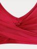 Maillot de Bain Bikini Croisé à Imprimé Rose et Crâne de Grande Taille Trois Pièces - Multi 4X