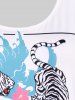 T-shirt Courbe à Imprimé Tigre et Fleurs Grande Taille - Blanc 5x | US 30-32