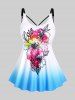 Plus Size & Curve Floral Print Ombre Modest High Waist Tankini Swimsuit -  