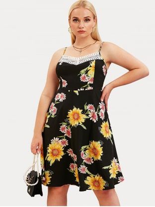 Plus Size & Curve Sunflower Print Cami Sundress