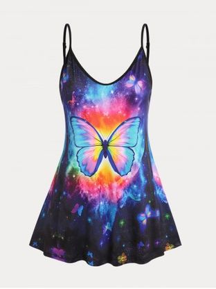 Plus Size & Curve Galaxy Butterfly Print Cami Top