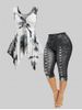 Handkerchief Tie Dye Tank Top and 3D Print Cropped Leggings Plus Size Summer Outfit -  