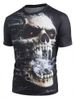 Short Sleeve Skull Print T-shirt -  
