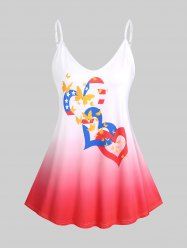 Plus Size & Curve Heart Butterfly Print Ombre Color Tank Top -  