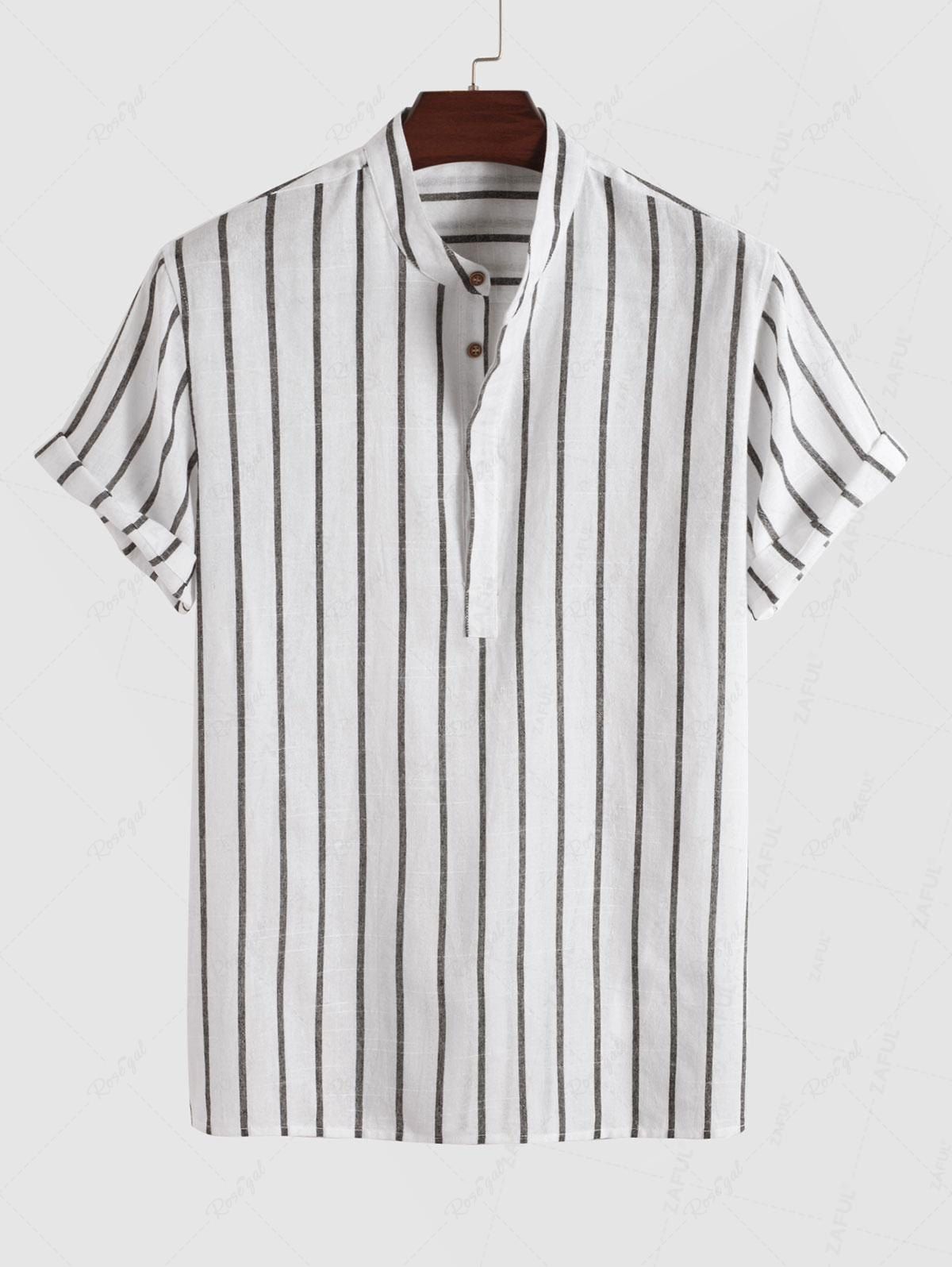 Best Half Buttoned Striped Pullover Shirt  