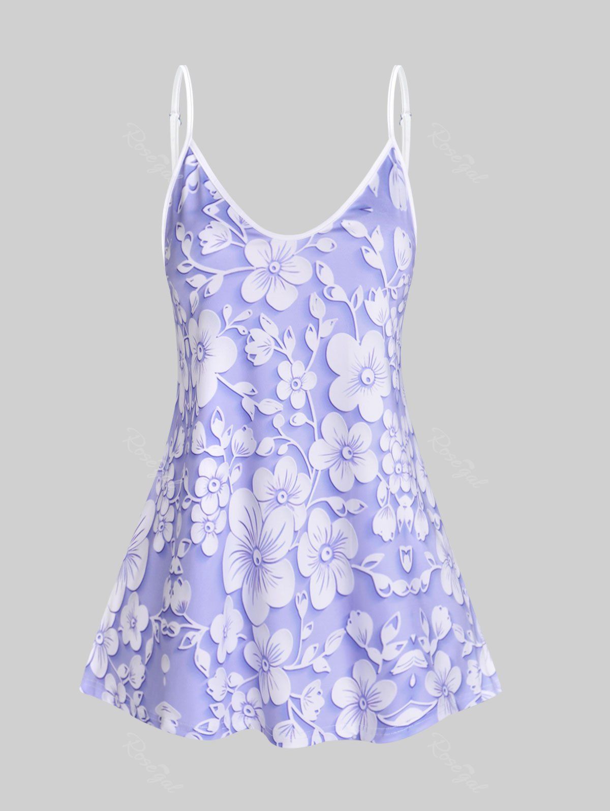 Cheap Plus Size & Curve Cottagecore Floral Print Tank Top  
