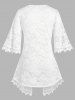 Monochrome Lace Sheer Tunic Cardigan and Tulip Mini Skirt Plus Size Summer Outfit -  