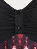 Plus Size & Curve Rose Butterfly Print Knee Length Cami Dress -  