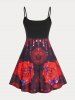 Plus Size & Curve Rose Butterfly Print Knee Length Cami Dress -  