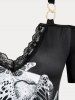 Plus Size & Curve Butterfly Skull Print Cold Shoulder Gothic Tee -  