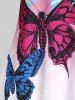 Plus Size & Curve Butterfly Floral Print Ombre Color Tank Top -  