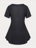 T-shirt Courbe à Imprimé Rose et Lettre Grande Taille - Noir 4X | US 26-28